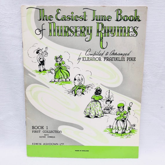 Vintage 1949 Childrens Music Book of Nursery Rhymes by