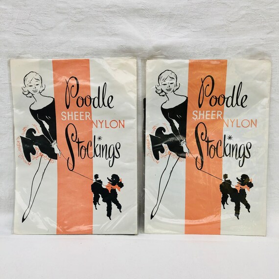 1950s Vintage Poodle Sheer Nylon Stockings Size 1… - image 9