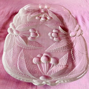 Vintage Mikasa Crystal, Frosted Cherries, Candy Dish 1970s Made In Japan