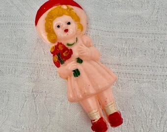 ヴィンテージ　ベビーラトル　ドール　セルロイド　ガラガラ ヴィンテージセルロイドと木製のピンクのラトル - Etsy 日本