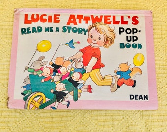 Vintage Lucie Attwell Hardback Pop-Up Book, Léame una historia publicada por Dean 1970.