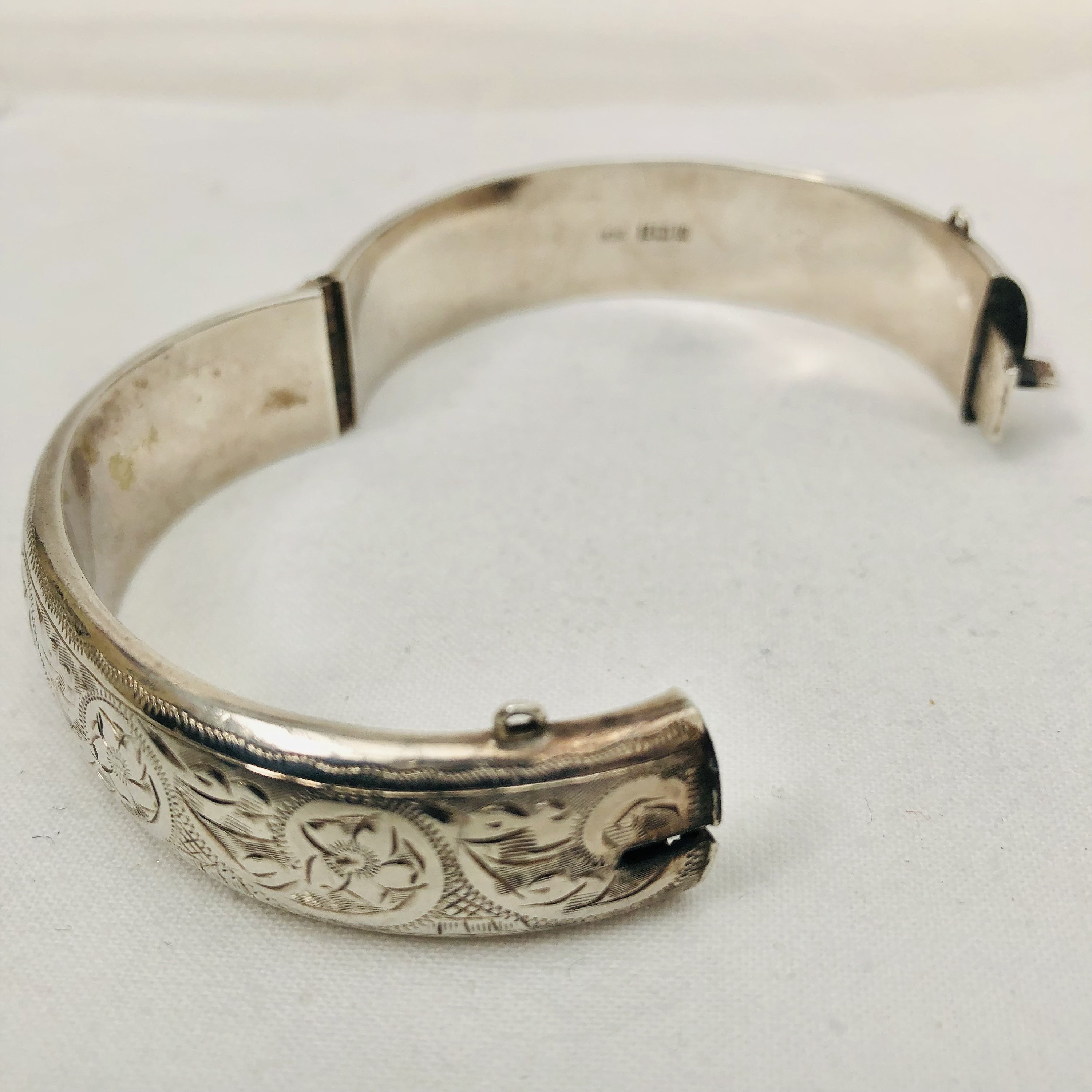 Vintage 1950s Sterling Silver Bangle by Liberty & Co, Floral