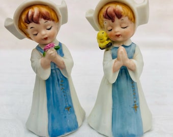 1950s Set Of 4 Porcelain Ceramic Nun Figurines, Unmarked On Base