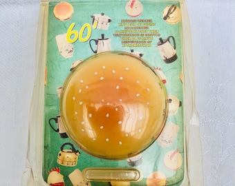 Vintage Novelty Hamburger, 55 Minute Food Timer, Cute Graphics, Original Packaging, Please Read Description.