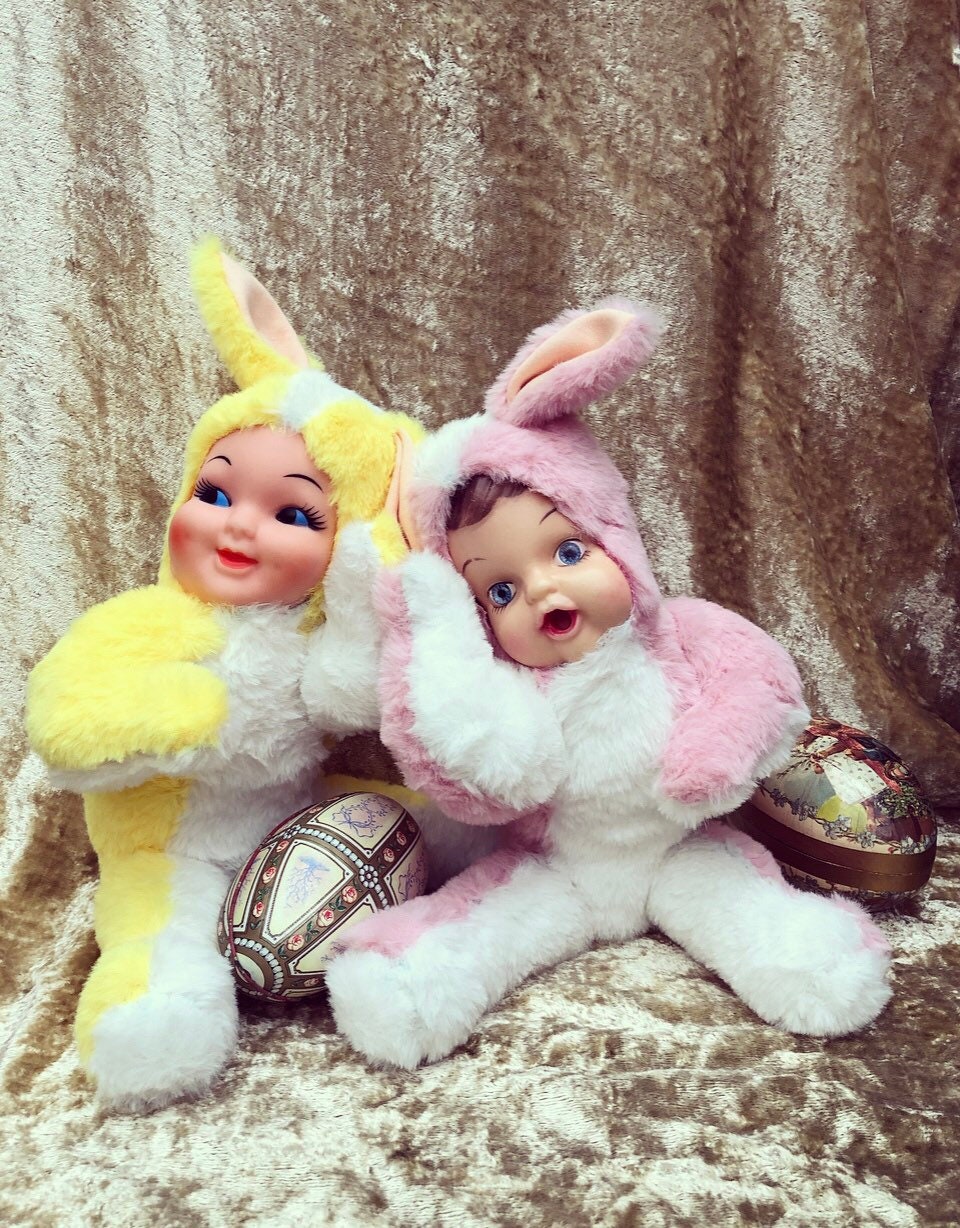 1950 年代のビンテージ ラバーフェイス ウサギのぬいぐるみ 1950 年代のビンテージ ラバーフェイス ウサギのぬいぐるみ