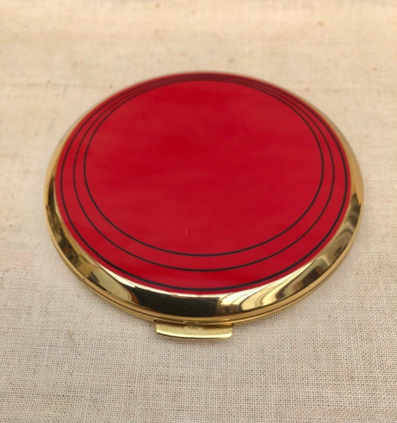 Vintage Stratton Scarlet Enamel Powder Compact, I… - image 1