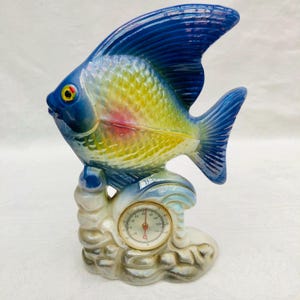 1950s Vintage Kitsch, Ceramic Lustreware, Fish Barometer Figurine, Hand Painted Japan.