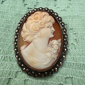 Vintage 1937, 925 Sterling, Birmingham Silver, Carved Shell Cameo Brooch/Pendant With Bale, Full Hallmarks With Makers Name.