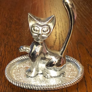 Vintage Silverplated Made in Hong Kong Cat Kitty Kitten Ring