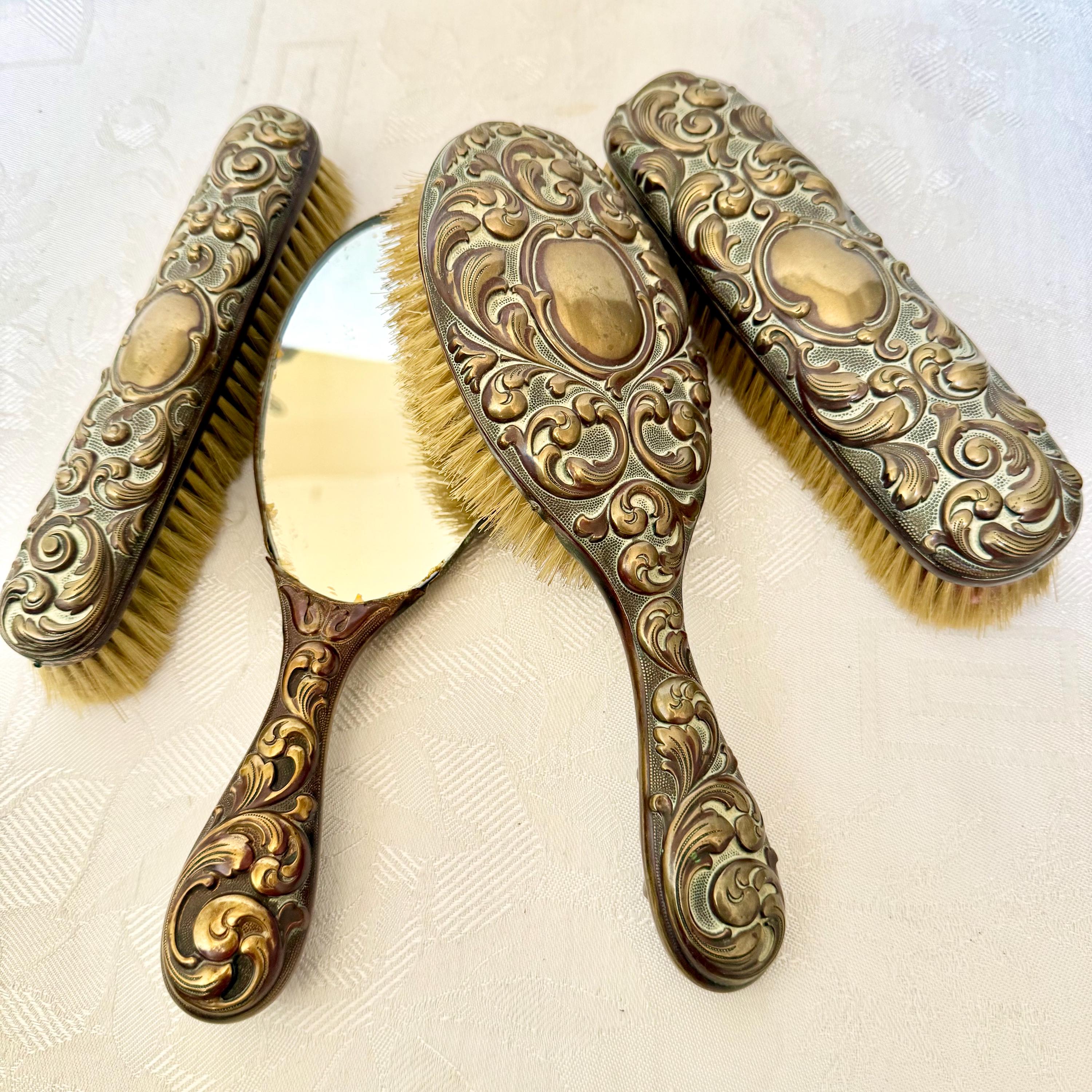 Comb and brush mirror set antique - Etsy 日本