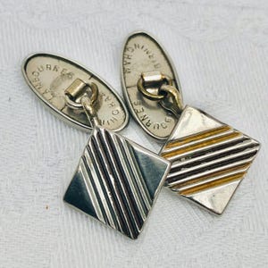 1930s Art Deco Geometric, Asymmetric Colourway Cufflinks By Lambournes Ltd, Birmingham England.