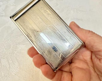 Estuche para cigarrillos/polvera con espejo y estuche para lápiz labial, estilo art déco vintage con motor torneado.