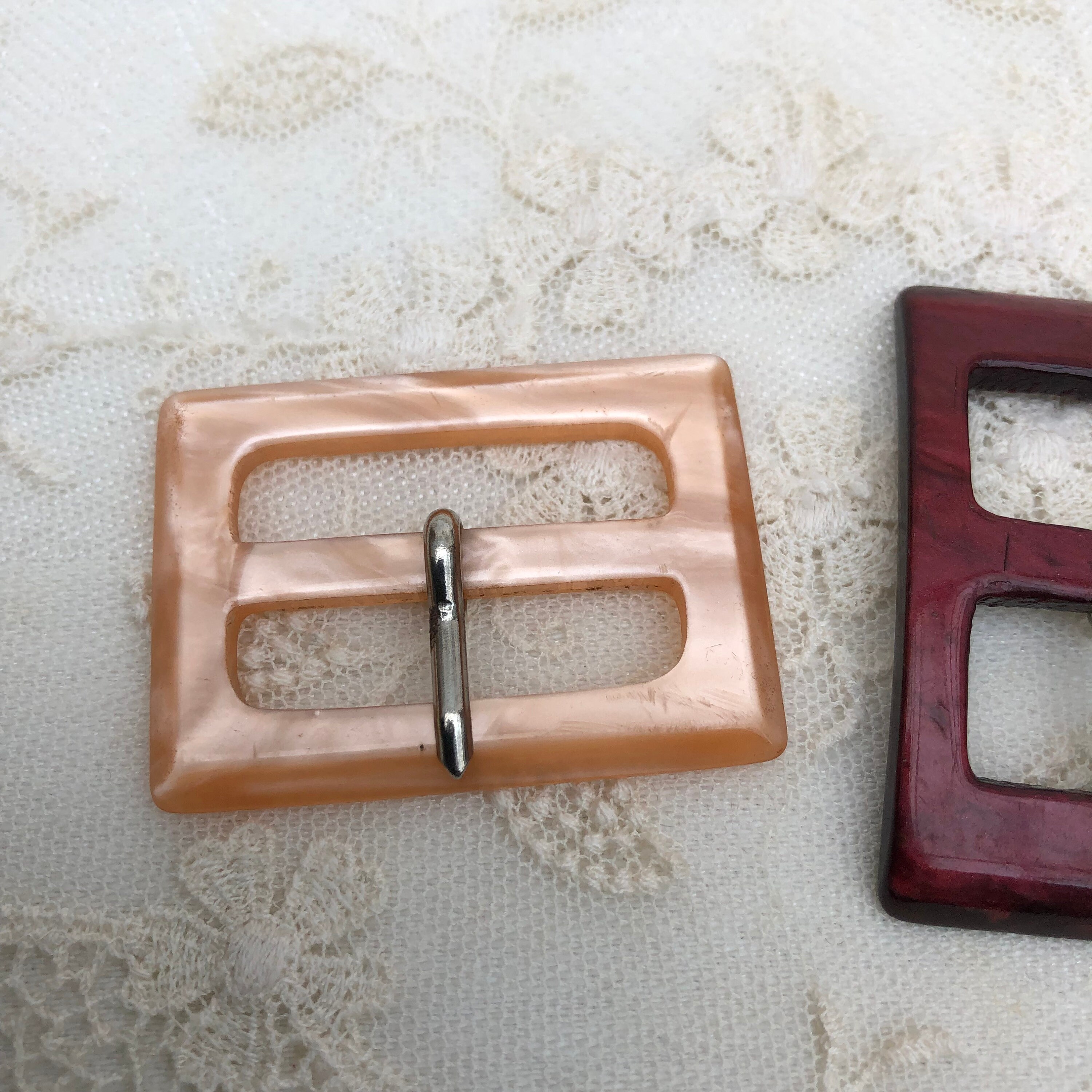 Art Deco Bakelite Belt Buckles, 2 Different Colours, Lovely 