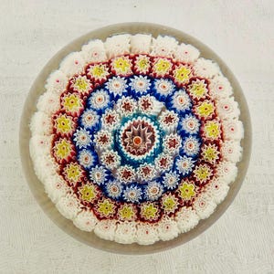 MCM Vintage, Millefiori Art Glass Paperweight, Italy, 2.5 Inches Diameter.