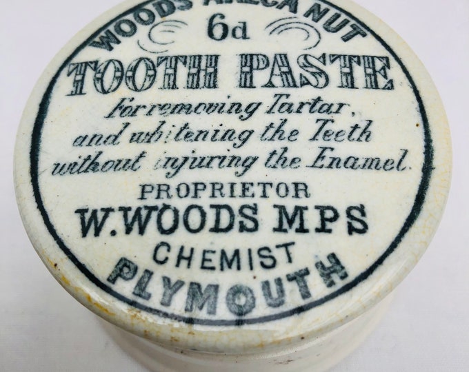 Victorian Toothpaste Label Antique Victorian Ceramic Lidded Toothpaste Pot 1890s Woods Areca Nut ...