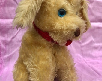1960s Vintage Plushie Poodle, Stuffed Retro Toy Dog