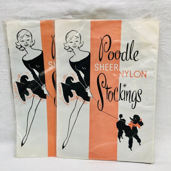 1950s Vintage Poodle Sheer Nylon Stockings Size 1… - image 6