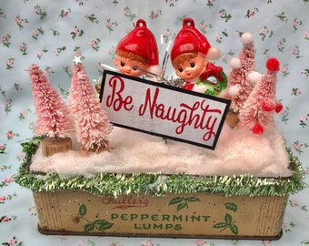 Vintage Christmas Kitsch Assemblage ‘ Be Naughty ‘