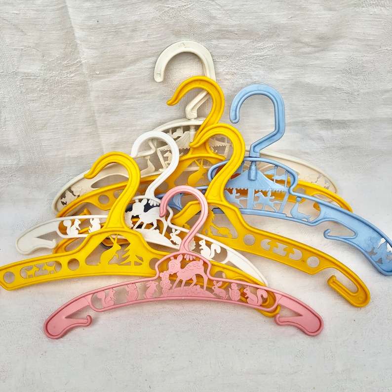 1960s Childrens Clothes Hangers, Vintage Decorative Plastic Coat
