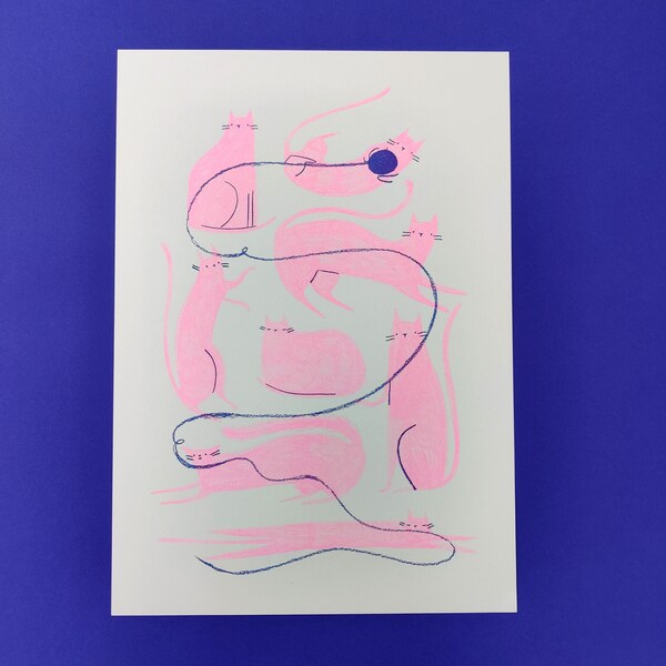 Cat A3 risograph print