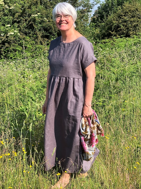 Amelie Grey Linen Dress - Etsy UK