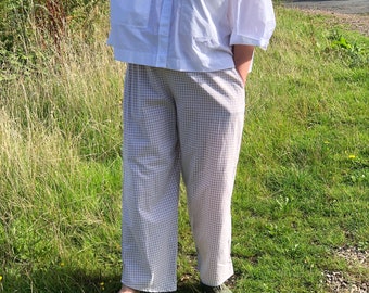 Gingham pants beige