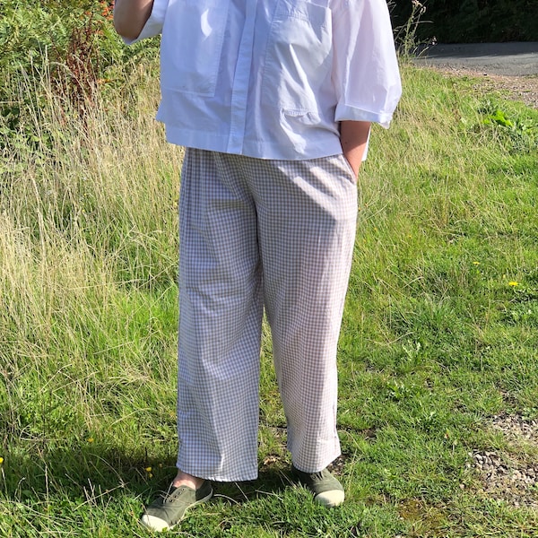 Pantalones de cuadros vichy beige