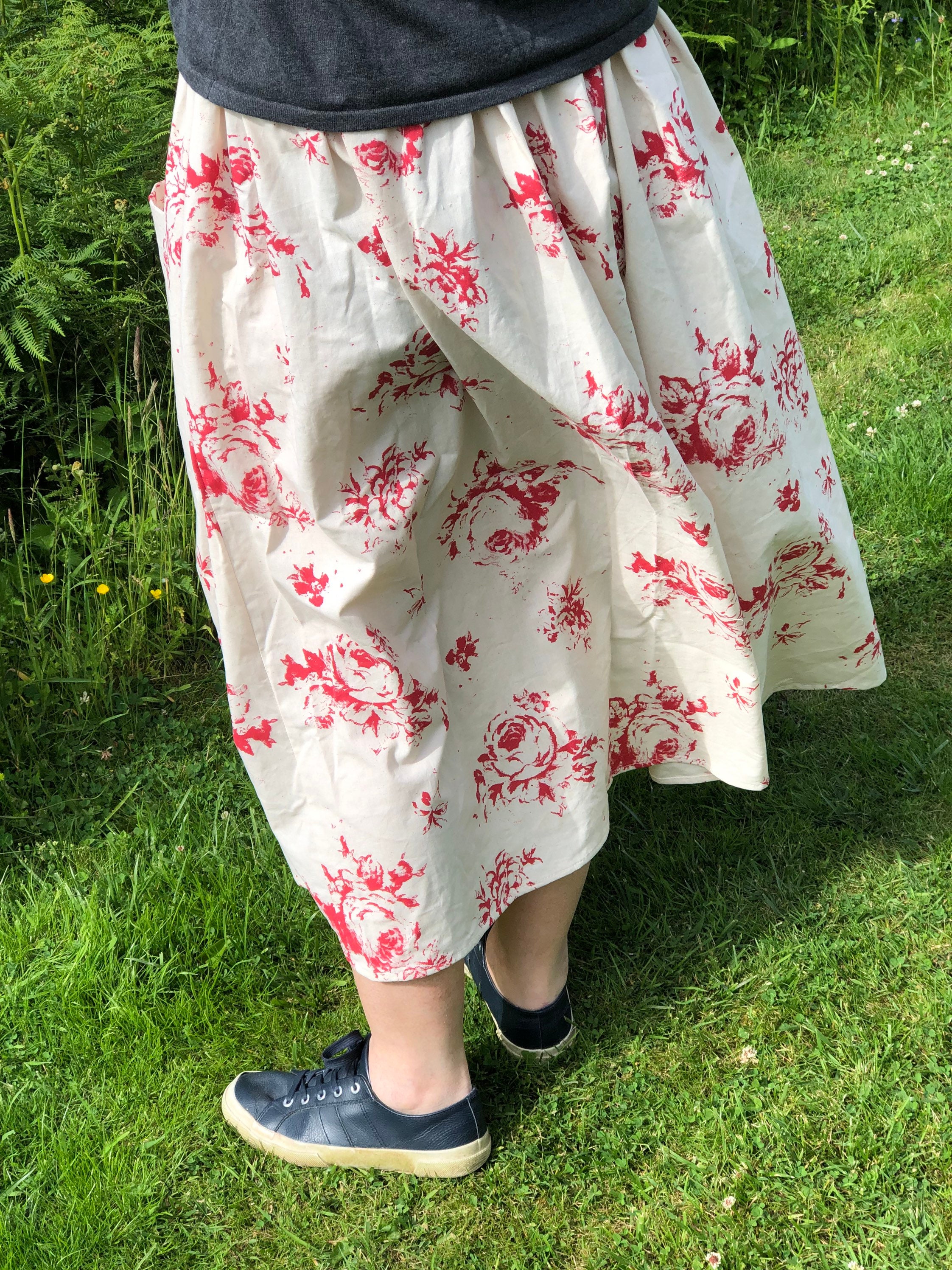 A Long Kingham Skirt Red. 100% Organic Calico Cotton. Fabric - Etsy UK