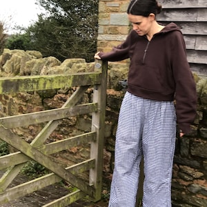 Gingham pants navy