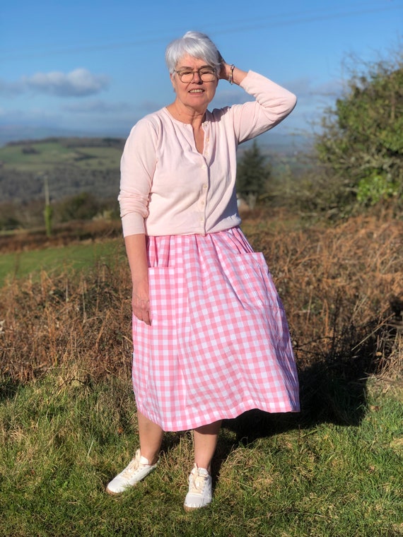 A Pink Gingham Skirt. 100 Cotton. Spring Summer Etsy Australia