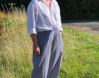 Gingham pants black