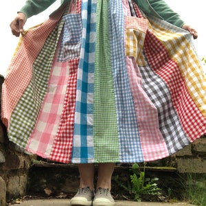 Cotton gingham patchwork skirt