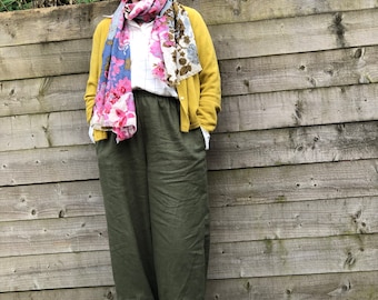 Pantalon ballon en lin Vert