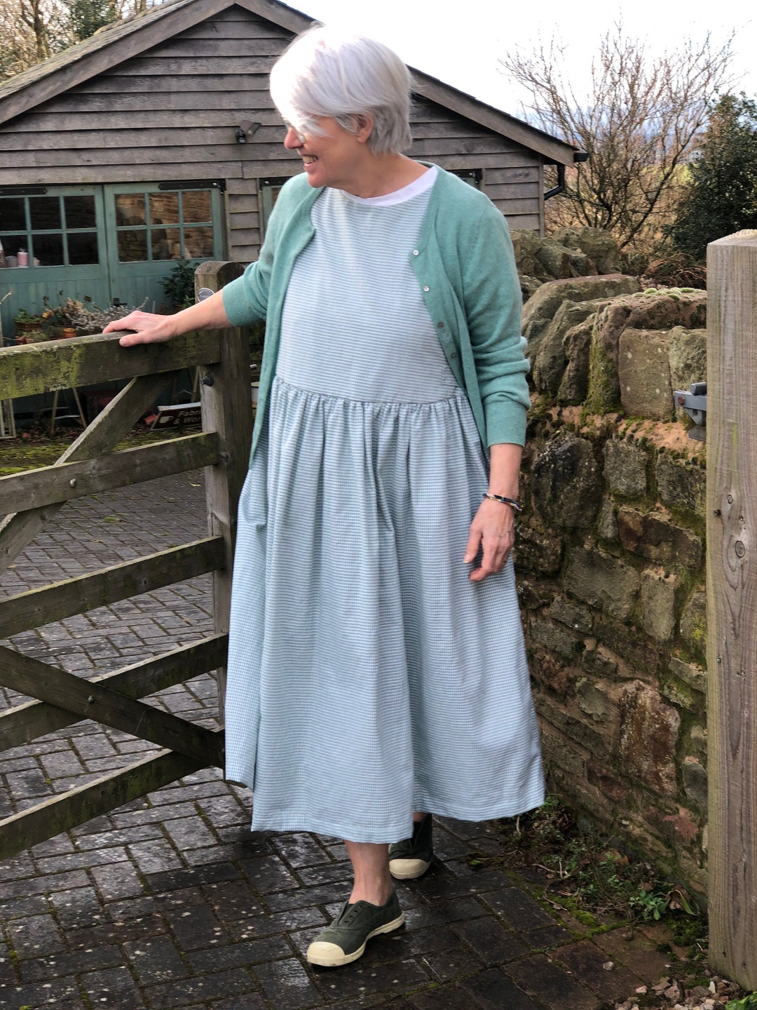 Lace Pinafore - Back To School Blue Gingham