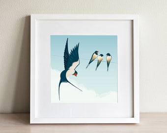 Swallows: limited edition giclee print