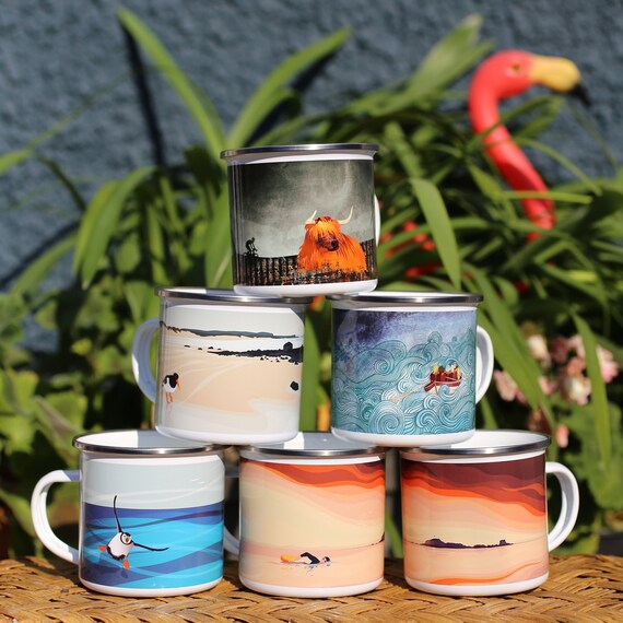 Enamel camping picnic tin mug
