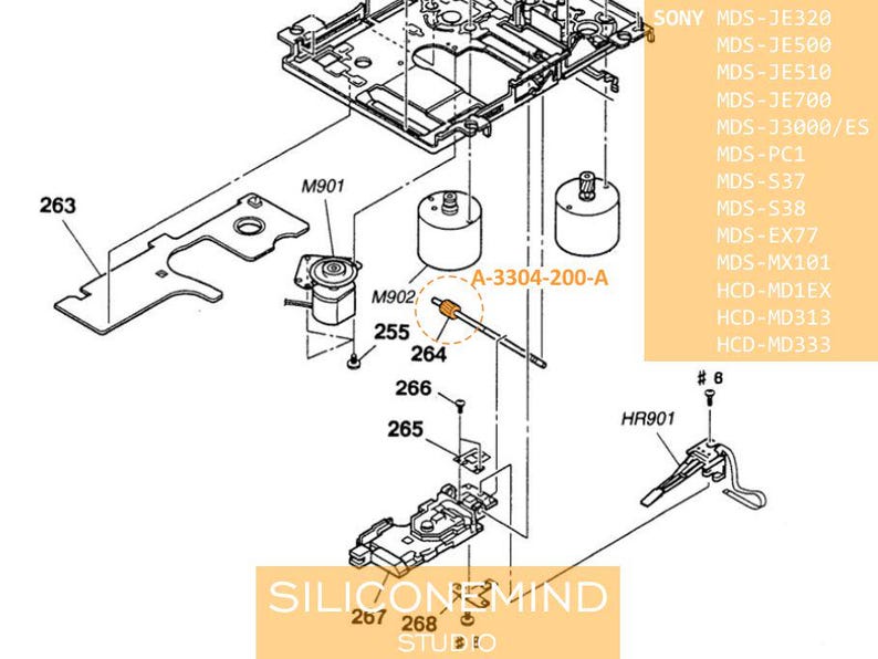 Engranaje de transmisión para Sony mds-je320, mds-je500, mds-je510, mds-je700, mds-pc1, mds-s37, mds-ex77, mds-mx101, hcd-md1ex, hcd-md1dx, sm# A-3304-200-A imagen 6