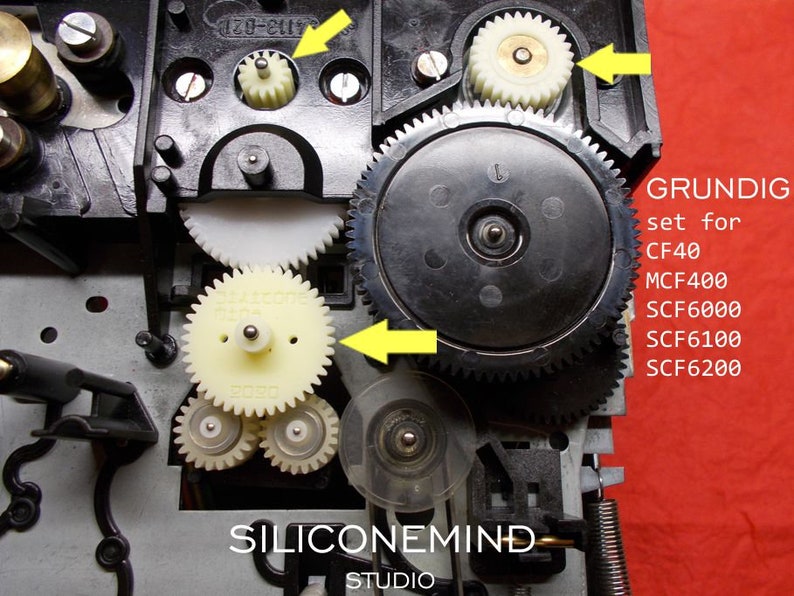 Engranajes (3 piezas) para Grundig CF40, MCF400, SCF6000, SCF6100, SCF6200 imagen 5