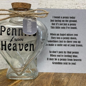 Pennies from Heaven jar w/Engraved Name Tag image 1