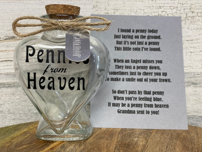 Pennies from Heaven jar w/Engraved Name Tag image 1