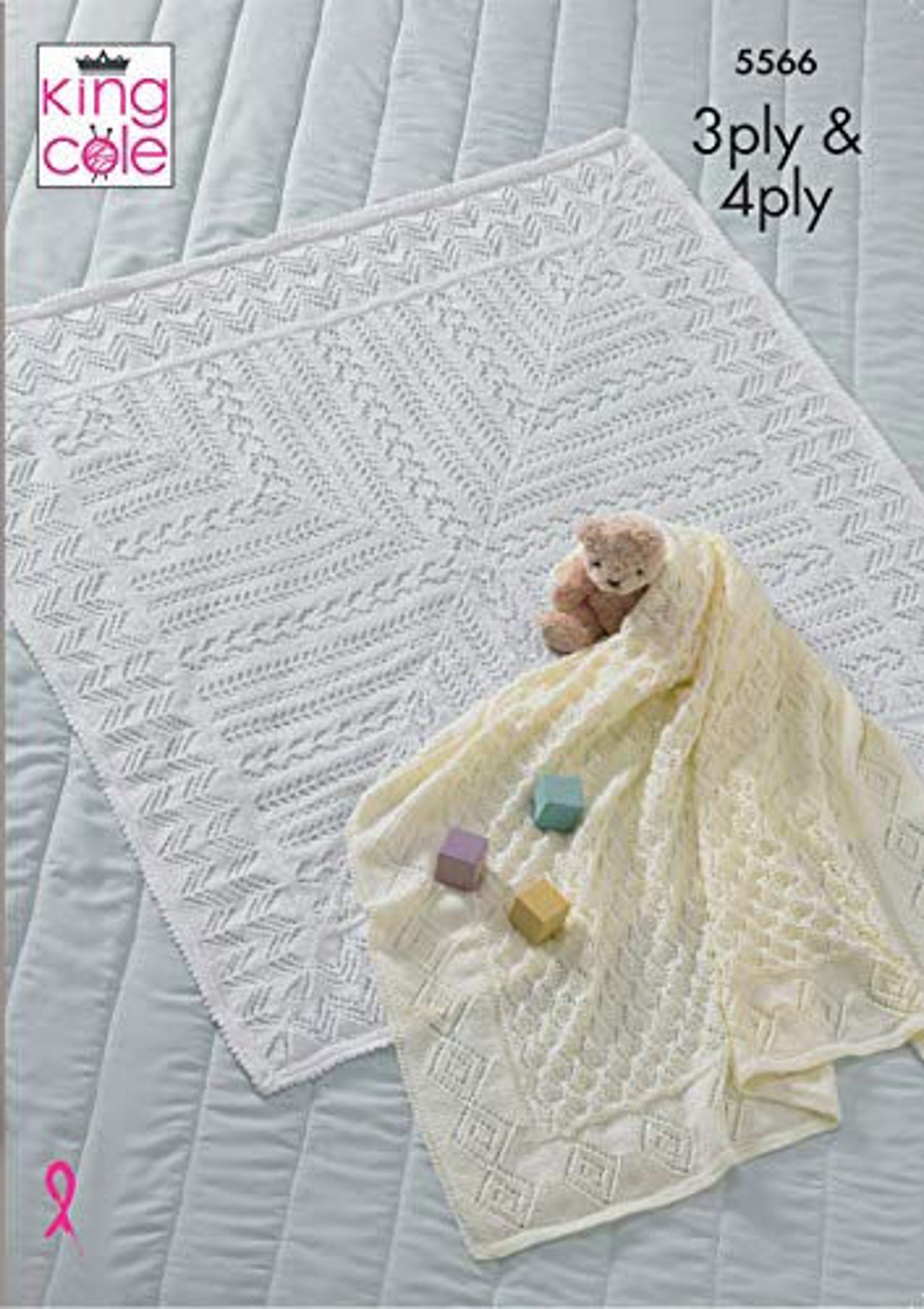 5566 king Cole Baby 3ply & 4ply Blanket Knitting Pattern Etsy