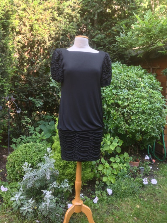 Beautiful black 1980's Amen Wardy crepe, silk dres