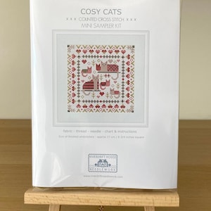CROSS STITCH KIT Mini Cosy Cats by Riverdrift House