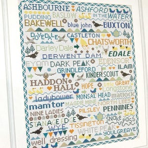 CROSS STITCH KIT Peak District Birds & Words Sampler by Riverdrift House