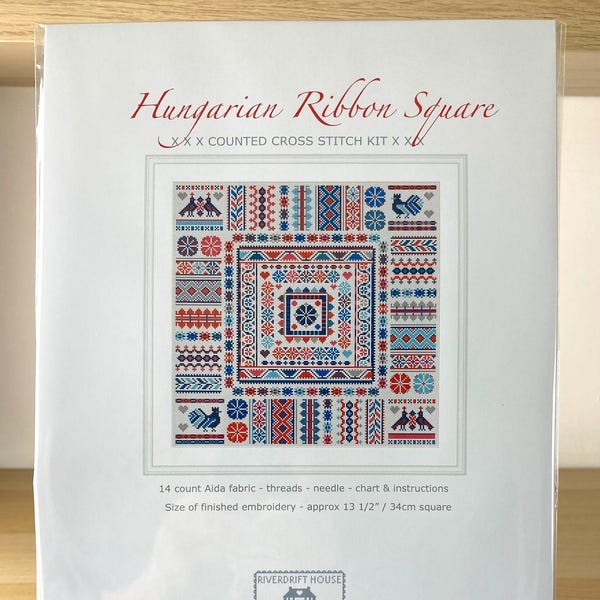 CROSS STITCH KIT Hungarian Ribbon Square Large Sampler by Riverdrift House
