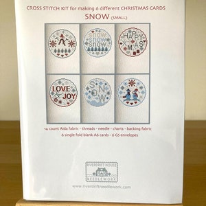 KREUZSTICH Karten KIT 6 Schnee Weihnachtskarten von Riverdrift House