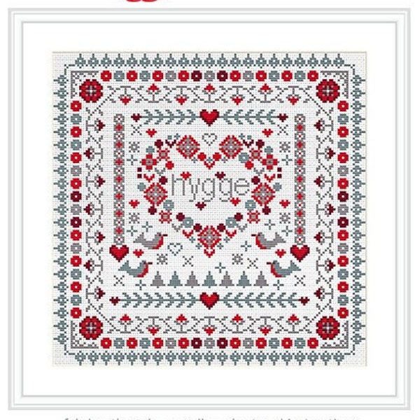 CROSS STITCH KIT Hygge Heart Sampler by Riverdrift House