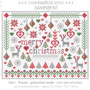 CROSS STITCH KIT Little Merry Christmas Sampler by Riverdrift House