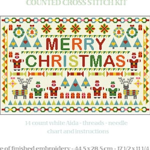 CROSS STITCH KIT Nadolig Llawen Sampler by Riverdrift House Happy Christmas Welsh