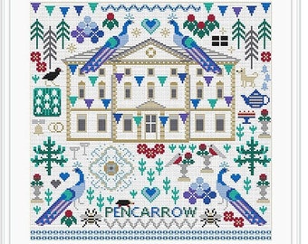 CROSS STITCH KIT Aida 14 Pencarrow House, Cornwall, by Riverdrift House